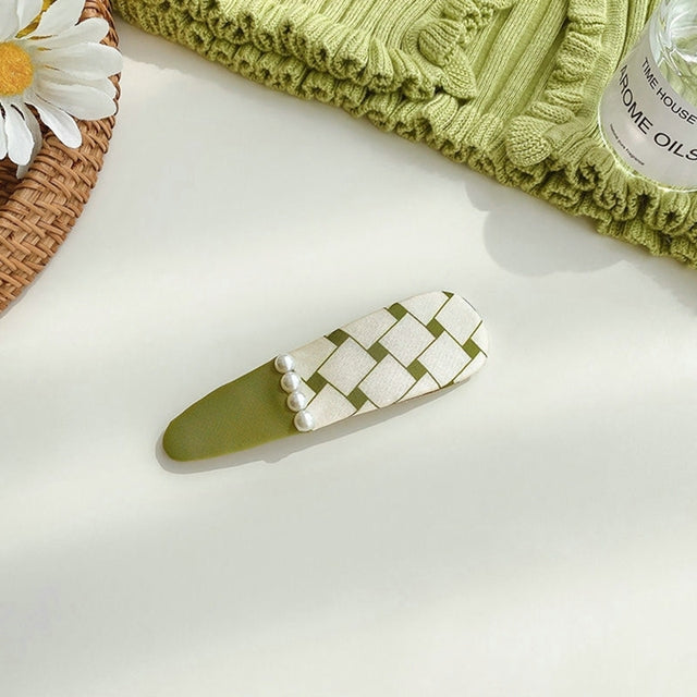 Matcha Bow Hair Ribbon with Pearl Pin - why so matcha.