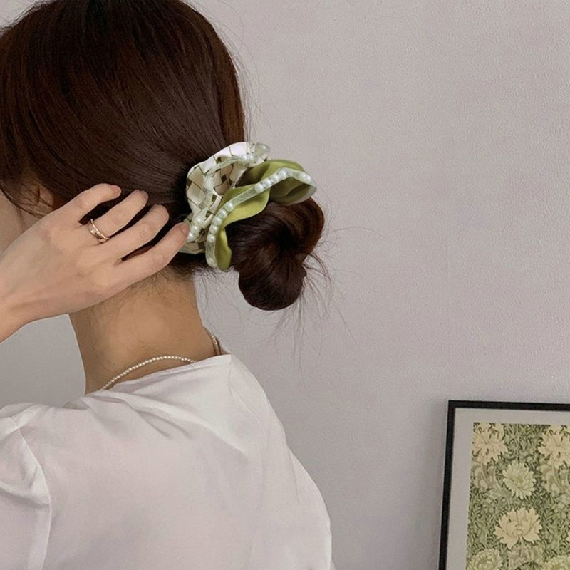 Matcha Bow Hair Ribbon with Pearl Pin - why so matcha.